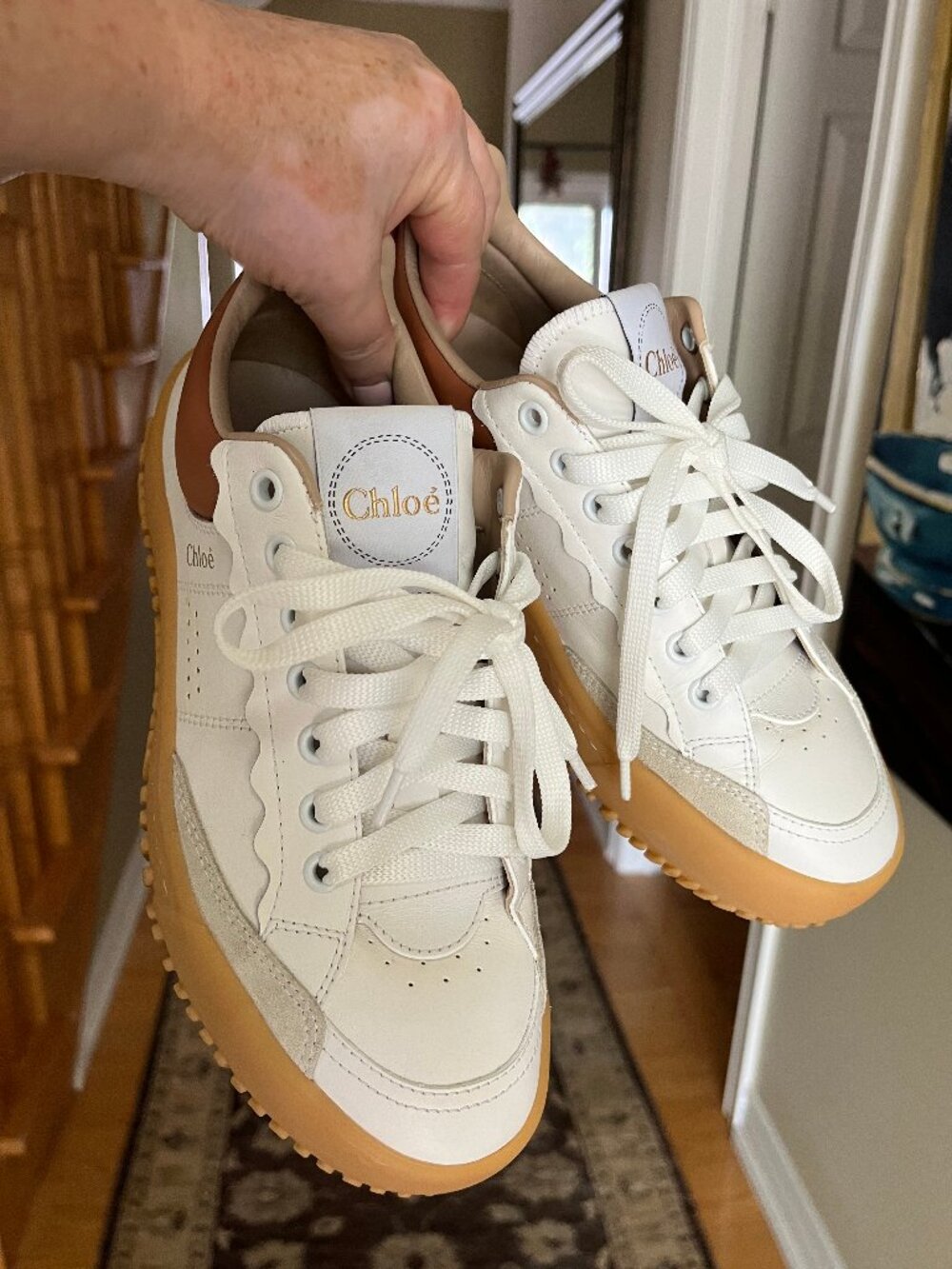 Chloe White Leather Franckie Low Top Sneakers - size 36 - Authentic